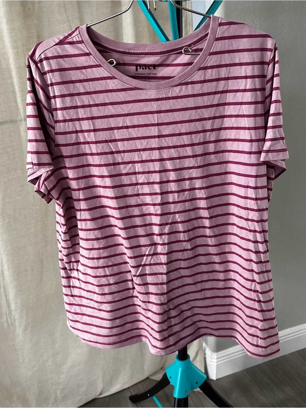 Pact Pink and Magenta Striped Organic Cotton Tee - Picture 1 of 5
